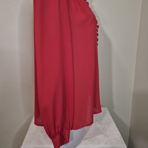 Pretty Red Vintage Blouse with Ruffle Detail D'Allaird's - Picture 5 of 7